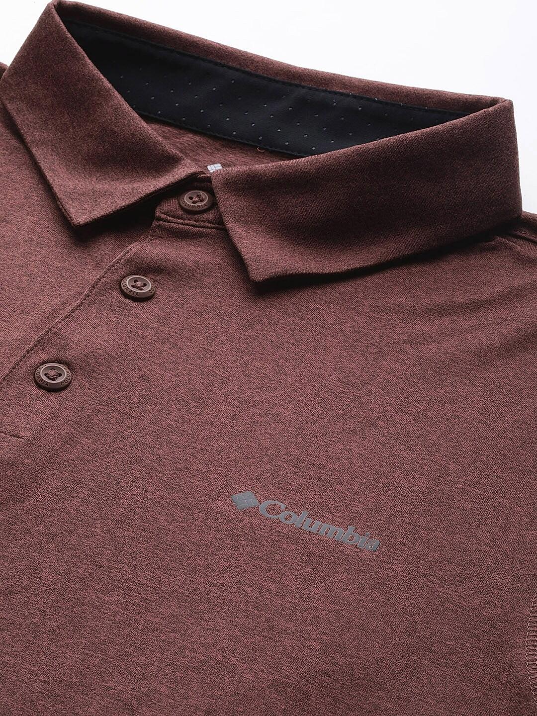 Columbia Mens Brown Omni-Wick Tech Trail Polo Tshirt