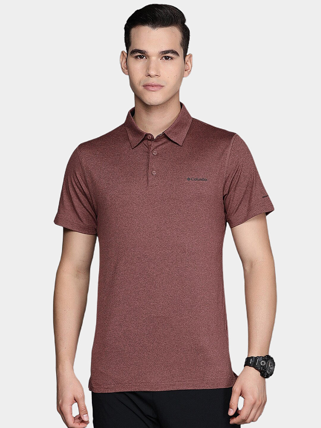 Columbia Mens Brown Omni-Wick Tech Trail Polo Tshirt