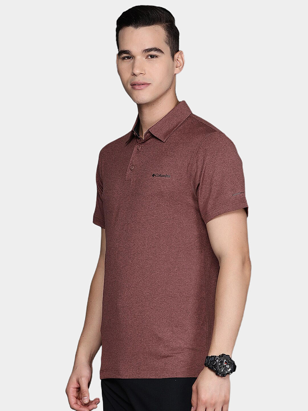 Columbia Mens Brown Omni-Wick Tech Trail Polo Tshirt