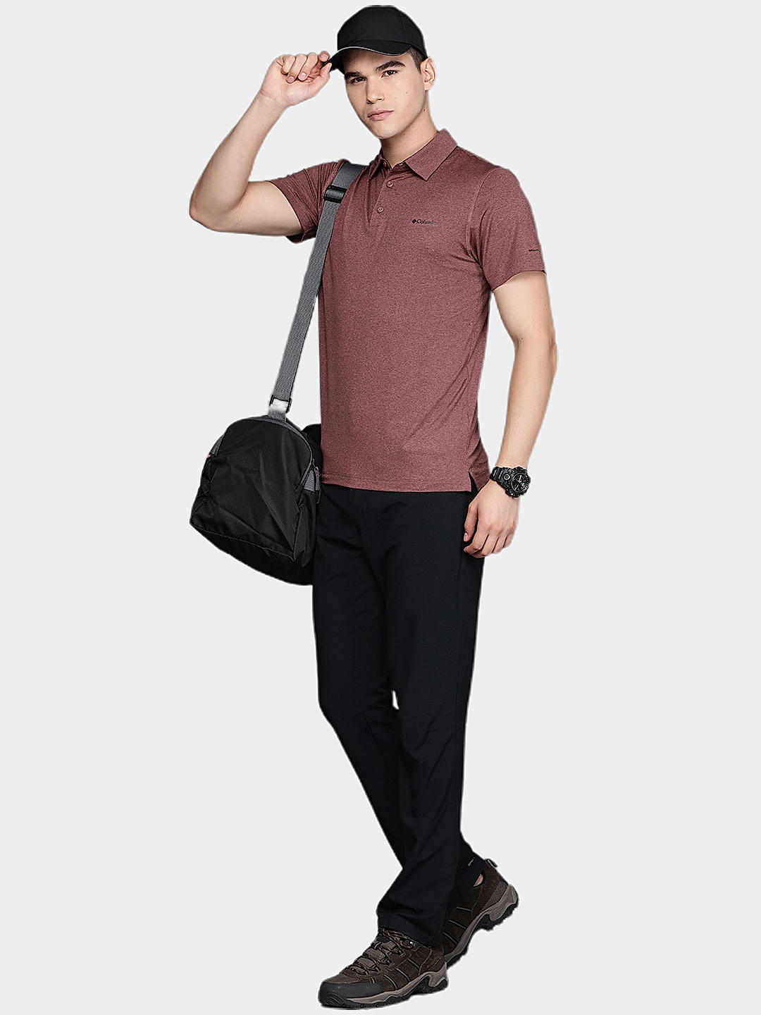 Columbia Mens Brown Omni-Wick Tech Trail Polo Tshirt
