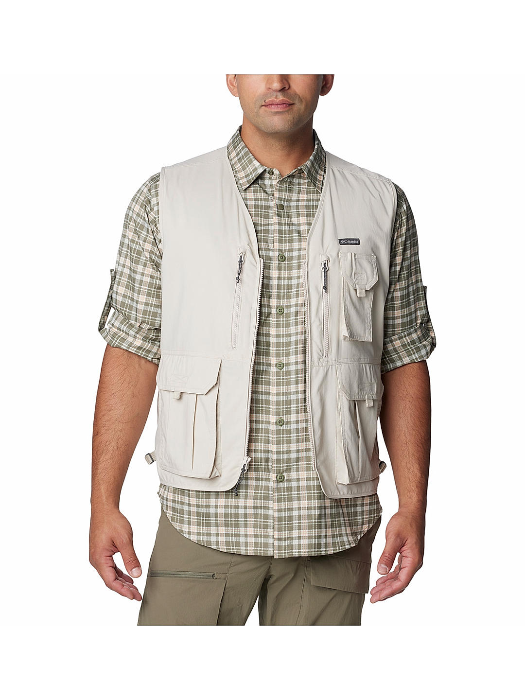 Columbia Mens Beige Omni-Wick Silver Ridge Utility Vest