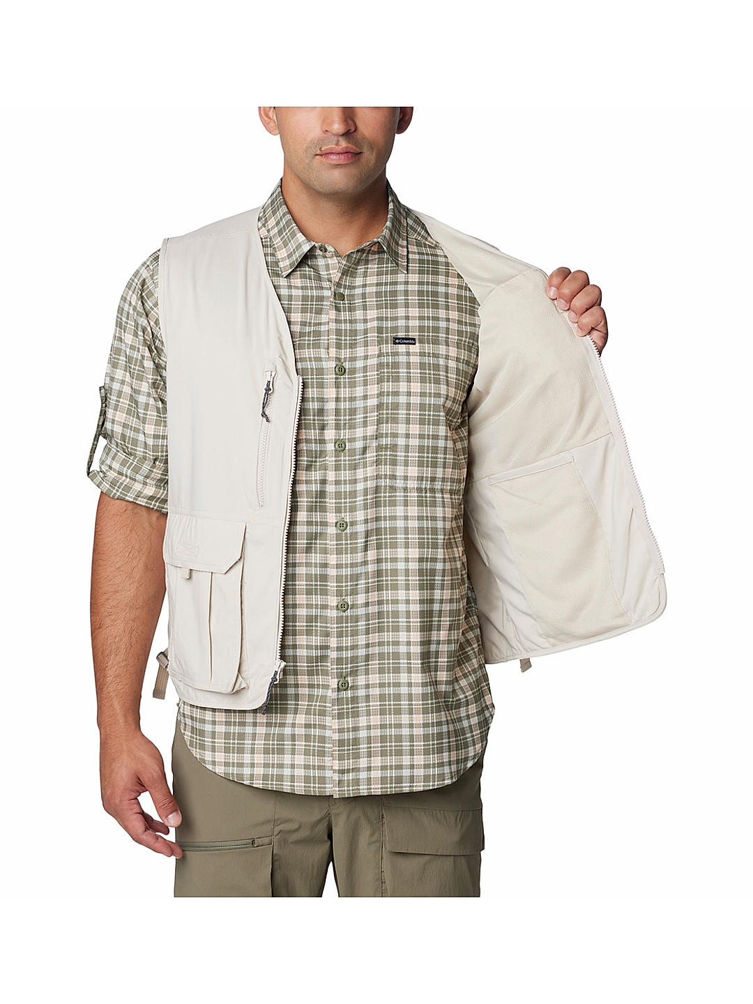 Columbia Mens Beige Omni-Wick Silver Ridge Utility Vest