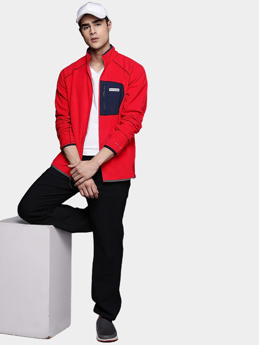 Columbia Mens Red Omni-Heat Helix M Outdoor Tracks Full Zip Fleece Jacket