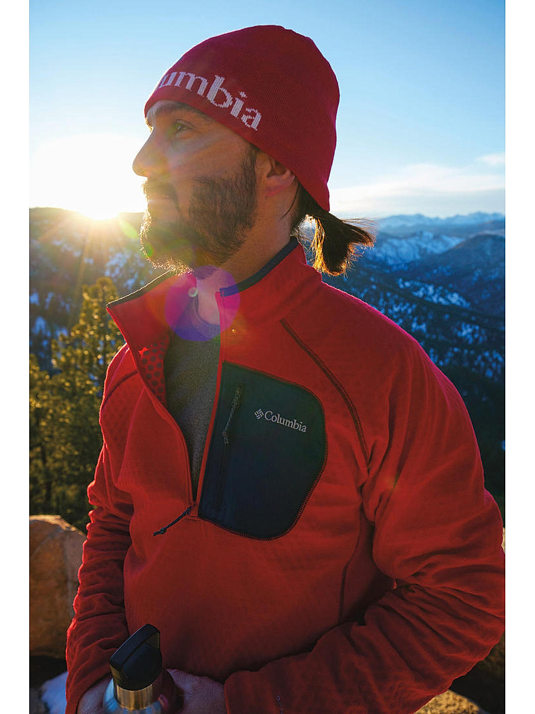 Columbia Mens Red Omni-Heat Helix M Outdoor Tracks Full Zip Fleece Jacket