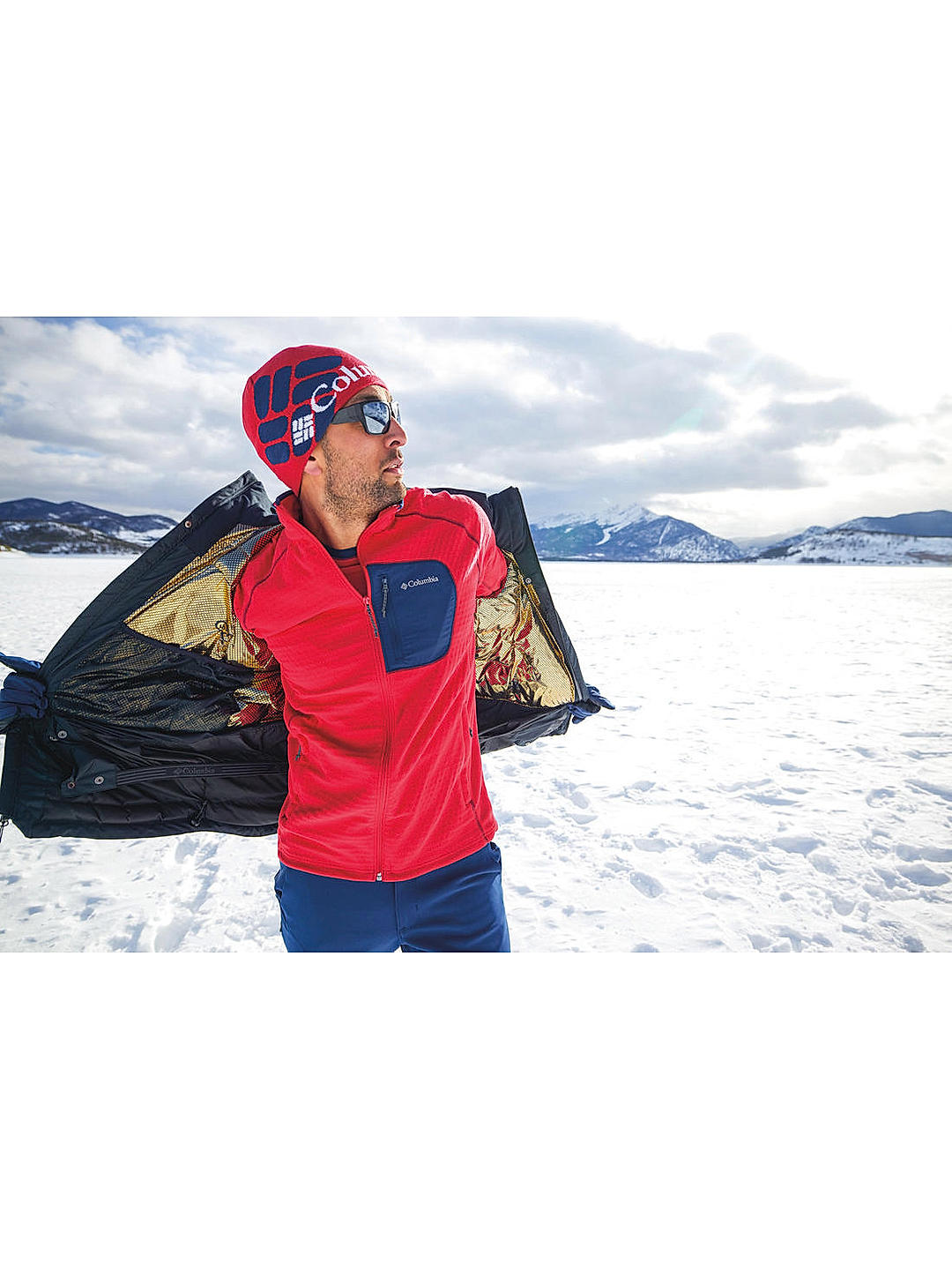 Columbia Mens Red Omni-Heat Helix M Outdoor Tracks Full Zip Fleece Jacket