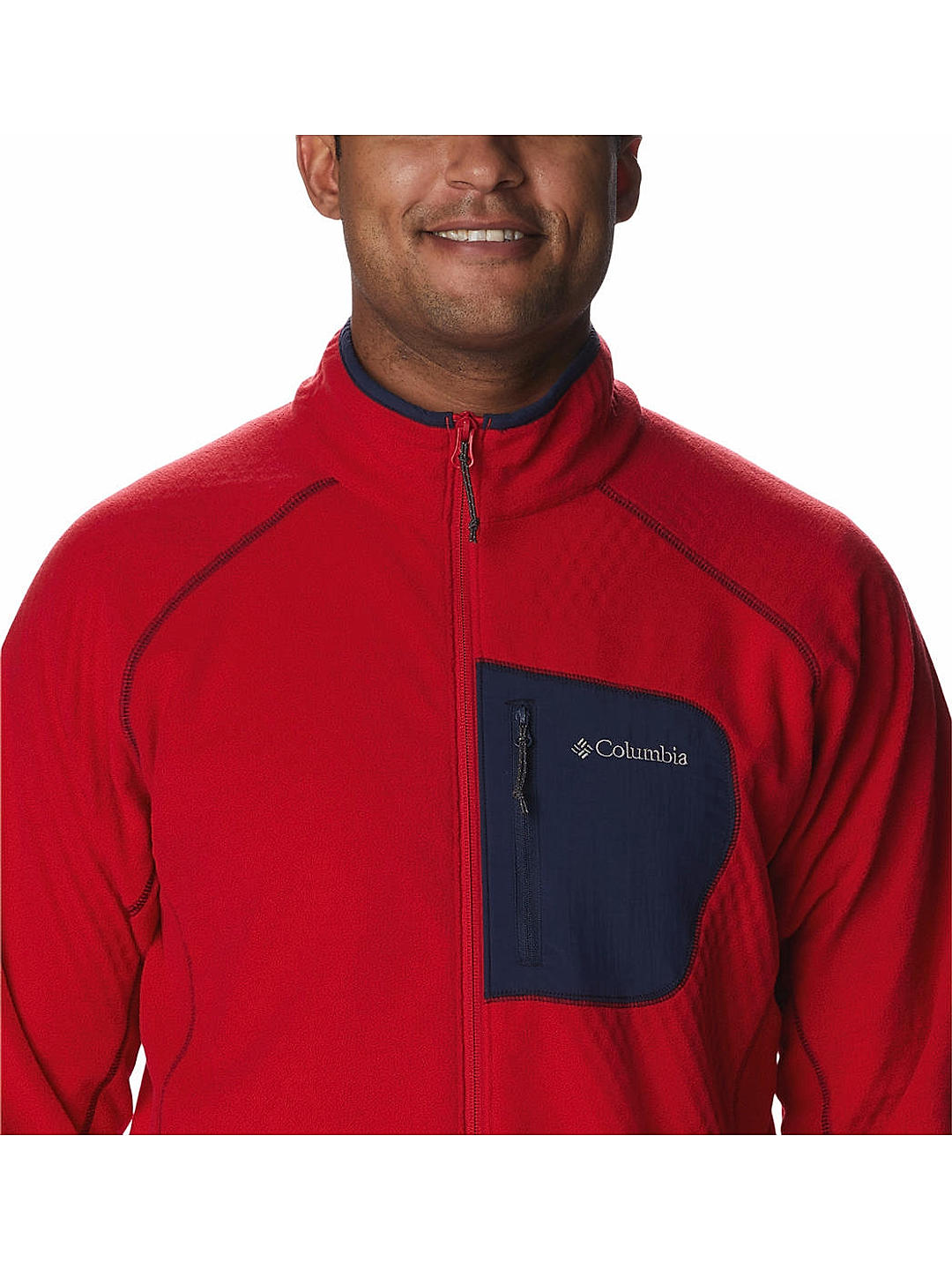 Columbia Mens Red Omni-Heat Helix M Outdoor Tracks Full Zip Fleece Jacket