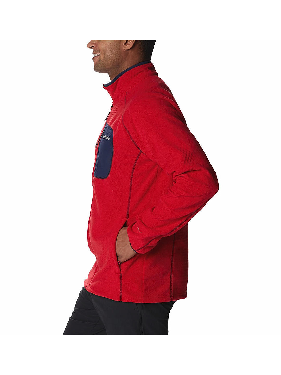 Columbia Mens Red Omni-Heat Helix M Outdoor Tracks Full Zip Fleece Jacket