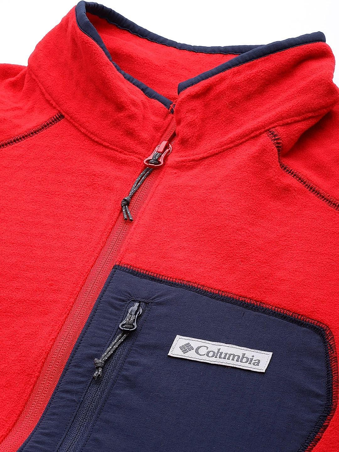 Columbia Mens Red Omni-Heat Helix M Outdoor Tracks Full Zip Fleece Jacket