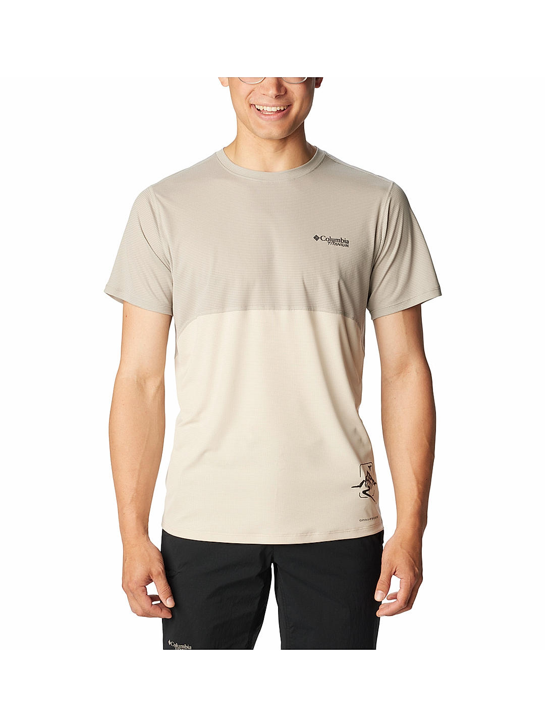Columbia Mens Grey Omni-Wick Cirque River Graphic Short Sleeve Crew Tshirt