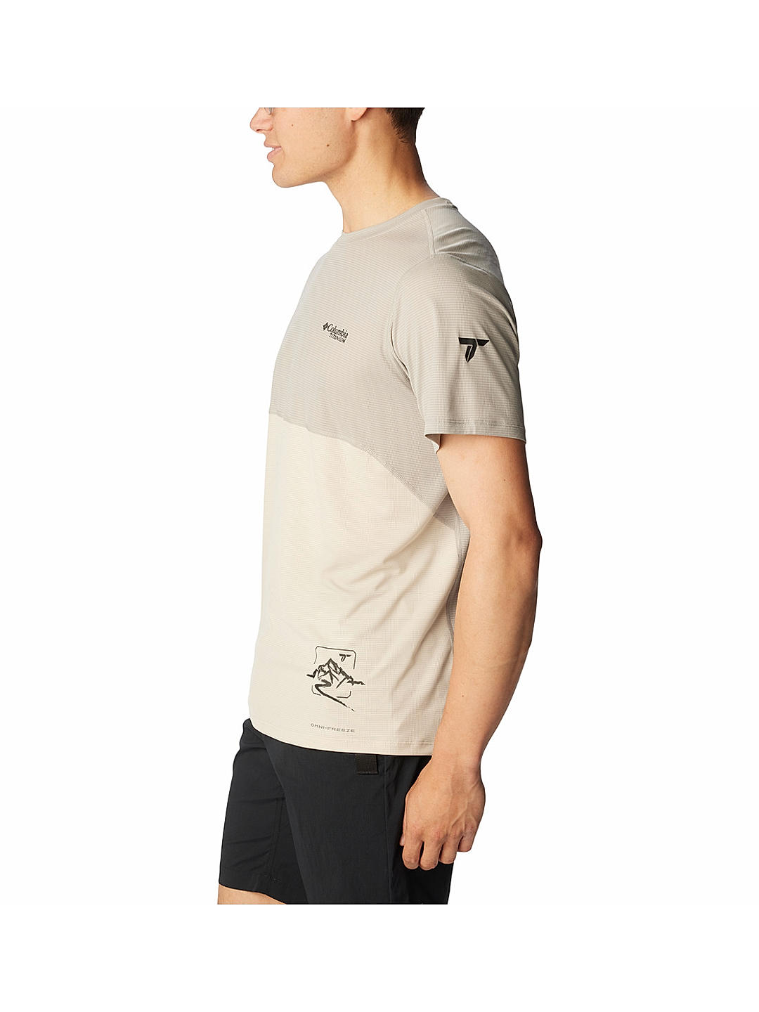 Columbia Mens Grey Omni-Wick Cirque River Graphic Short Sleeve Crew Tshirt