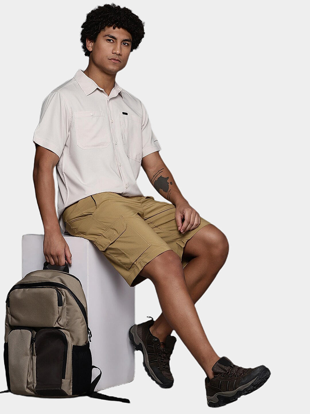 Columbia Mens Beige Omni-Shade Silver Ridge Utility Cargo Short