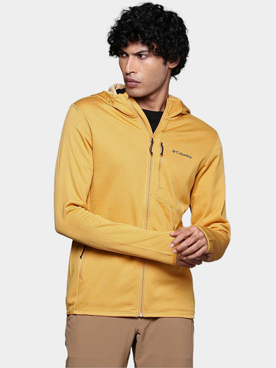 Yellow fleece jacket men's top