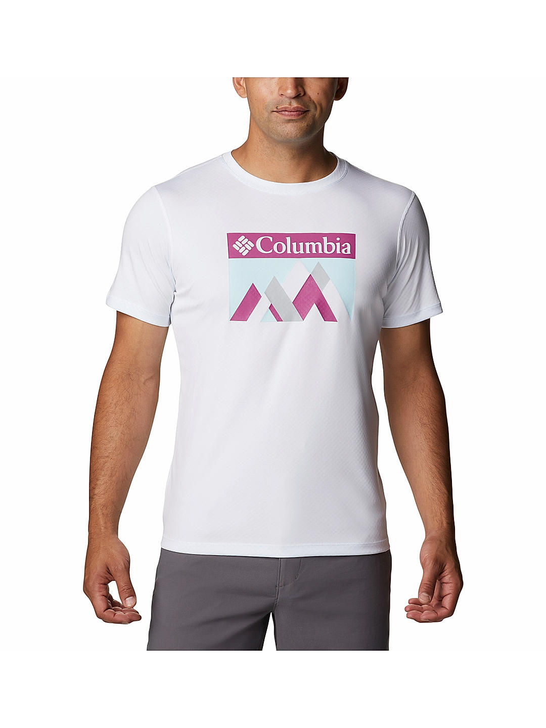 Columbia Mens White Omni-Freeze Zero Rules Short Sleeve Graphic Tshirt