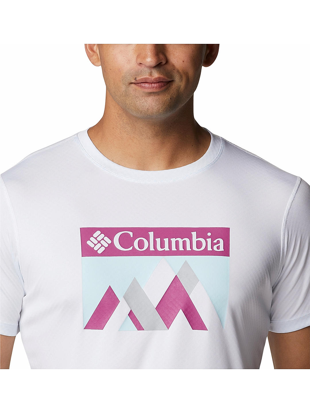 Columbia Mens White Omni-Freeze Zero Rules Short Sleeve Graphic Tshirt