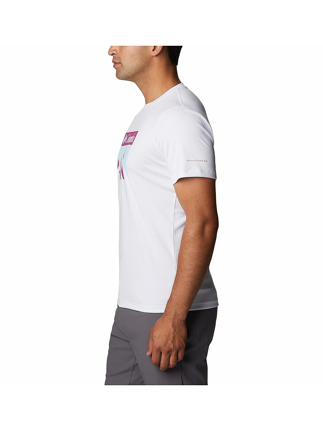 Columbia Mens White Omni-Freeze Zero Rules Short Sleeve Graphic Tshirt