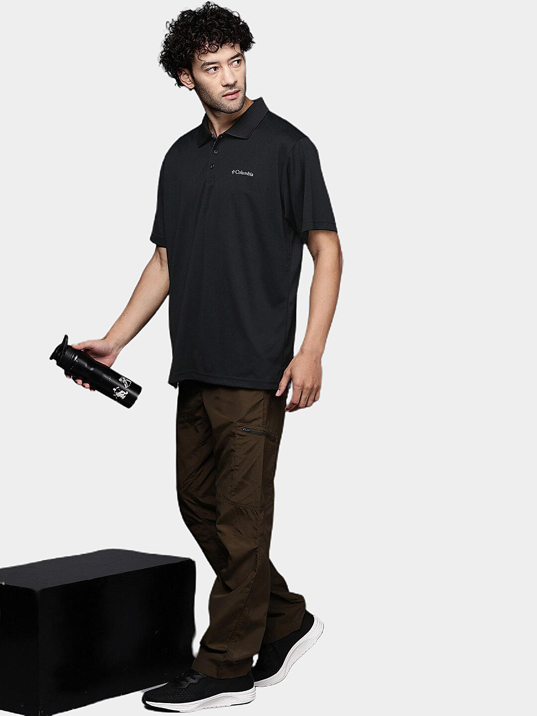 Columbia Mens Black Omni-Wick Utilizer Polo Tshirt