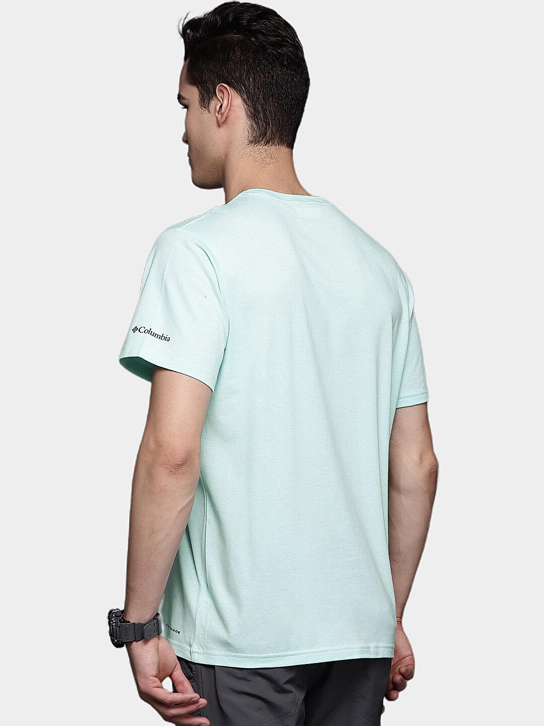 Columbia Mens Green Omni-Wick Men's Sun Trek Short Sleeve Graphic Tshirt