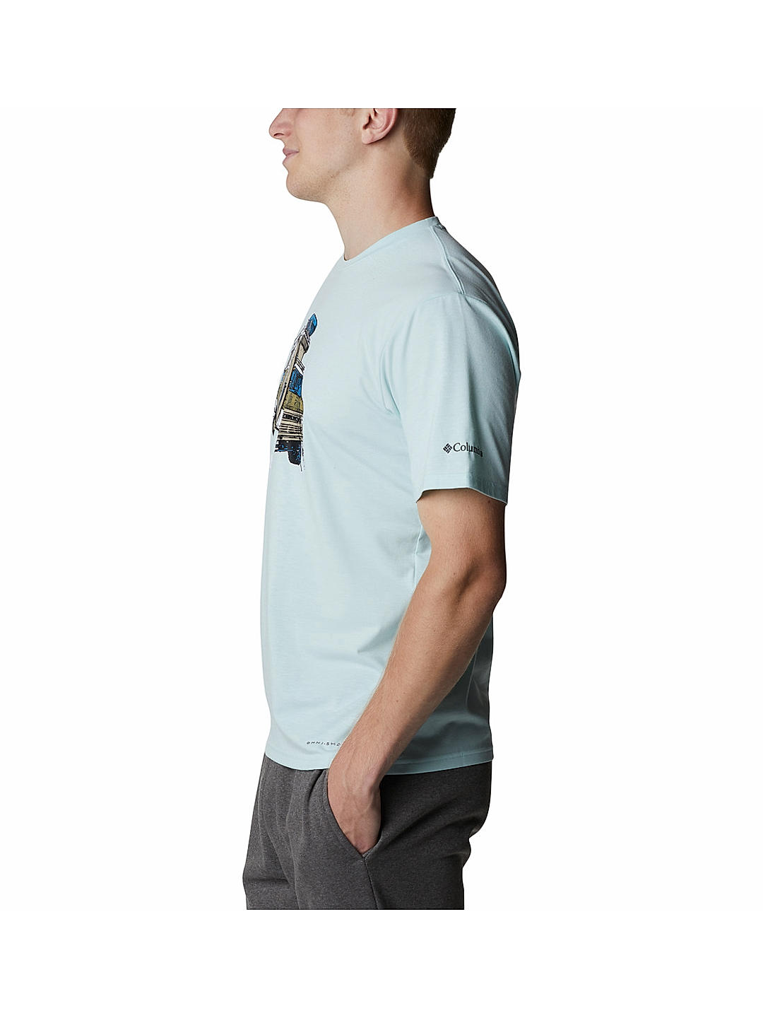 Columbia Mens Green Omni-Wick Men's Sun Trek Short Sleeve Graphic Tshirt