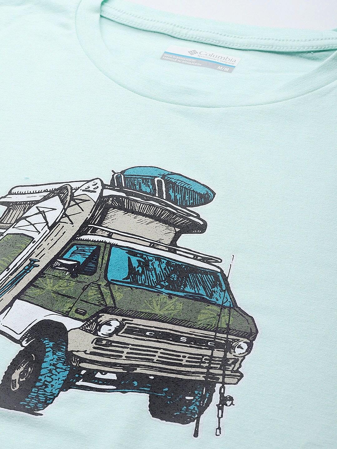 Columbia Mens Green Omni-Wick Men's Sun Trek Short Sleeve Graphic Tshirt