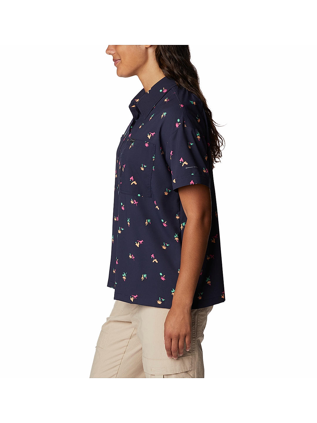 Columbia Womens Blue Omni-Shade Silver Ridge Utility Short Sleeve Shirt