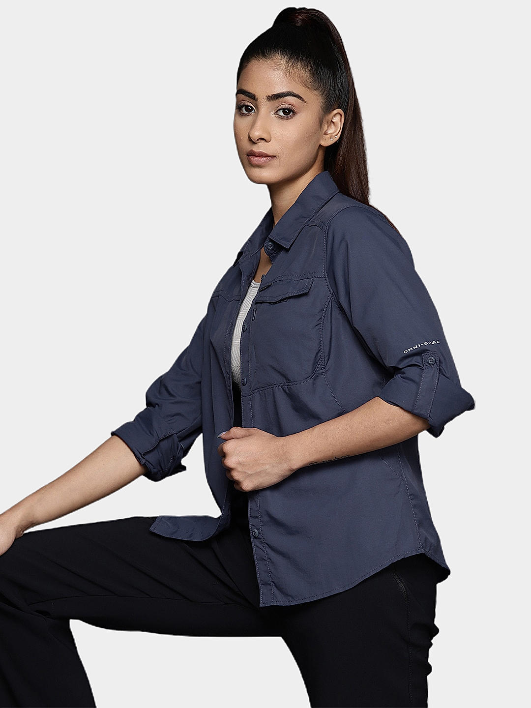 Columbia Womens Blue Omni-Wick Silver Ridge 2.0 Long Sleeve Shirt