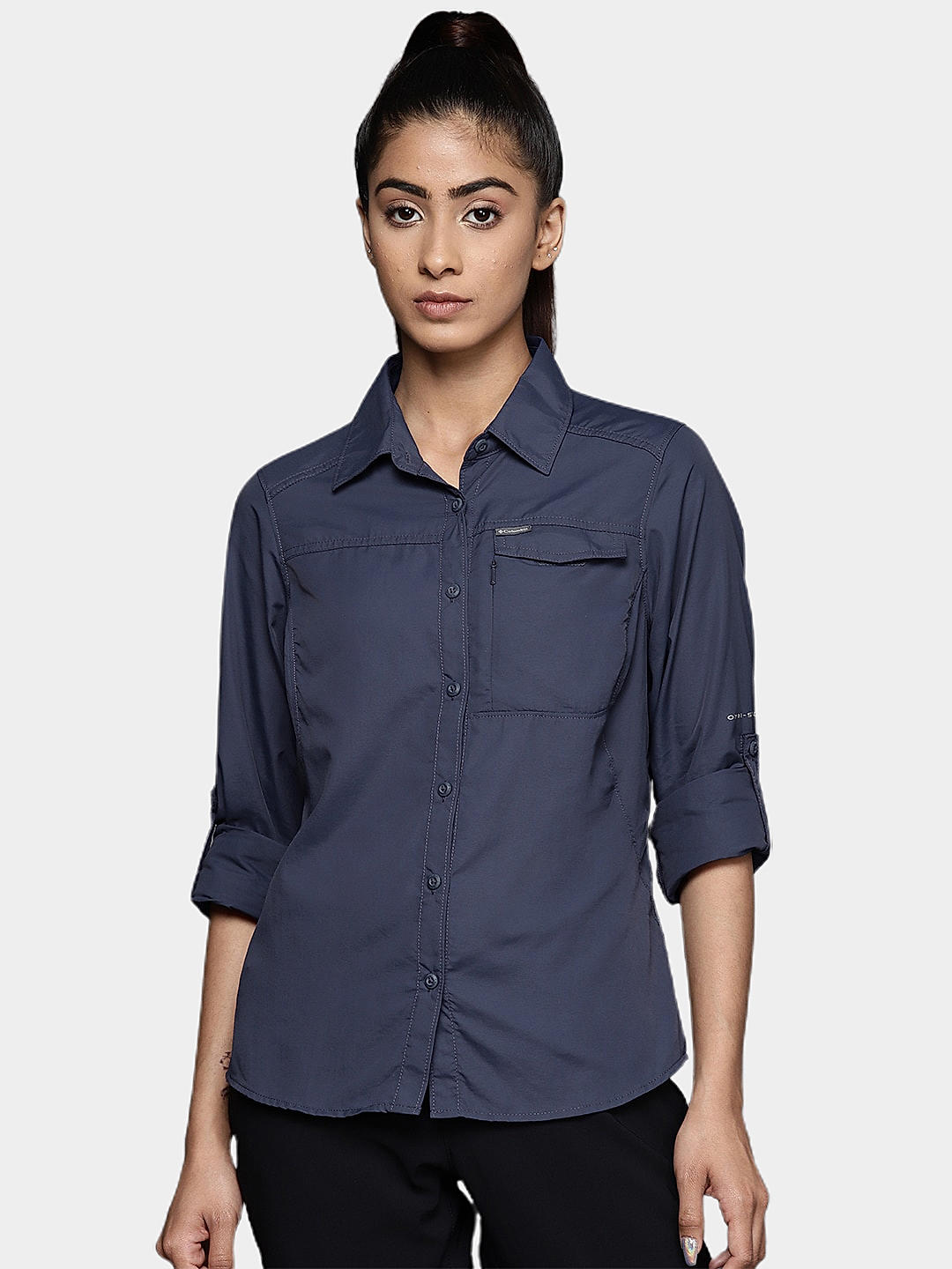 Columbia Womens Blue Omni-Wick Silver Ridge 2.0 Long Sleeve Shirt