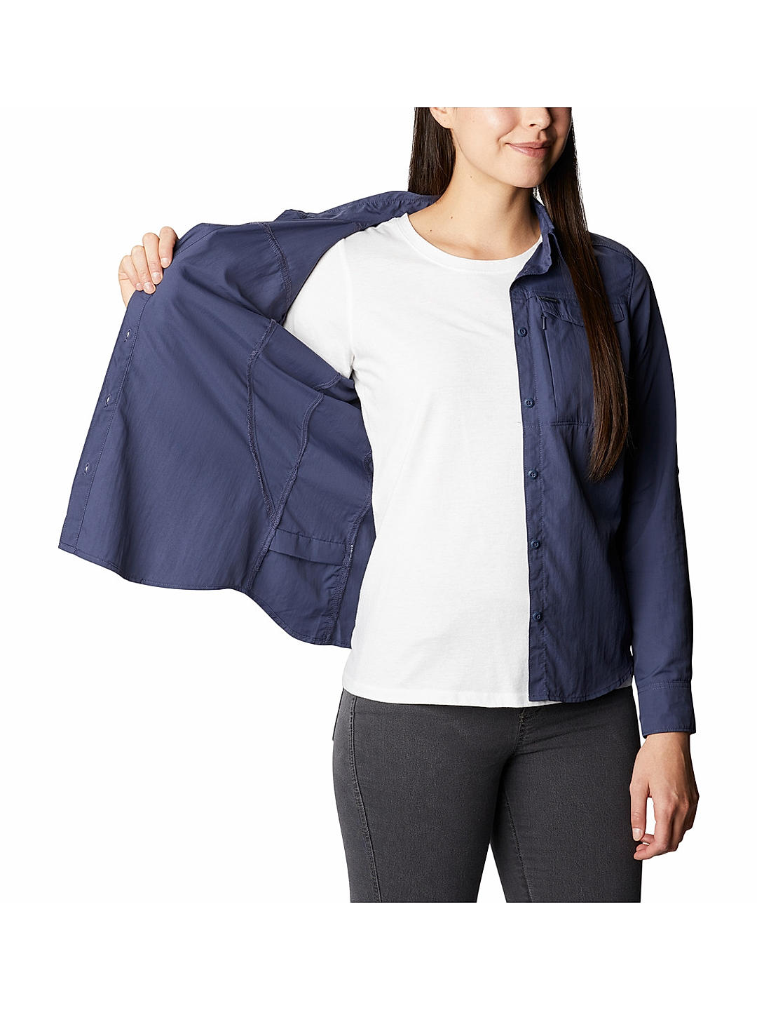 Columbia Womens Blue Omni-Wick Silver Ridge 2.0 Long Sleeve Shirt