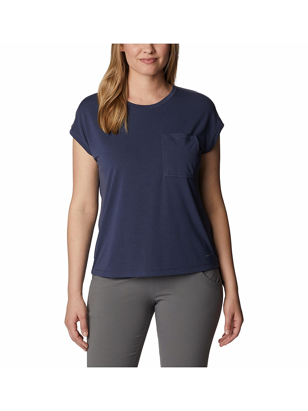 Columbia Womens Navy Omni-Wick Boundless Trek Short Sleeve Tshirt