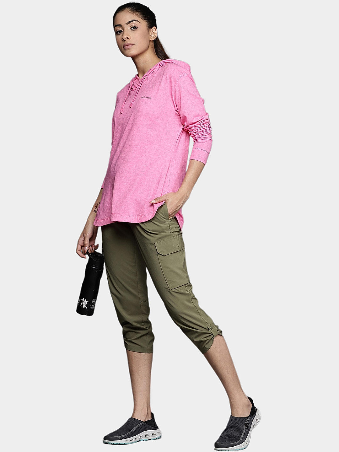 Columbia Womens Olive Omni-Shade Silver Ridge Utility Capri Short