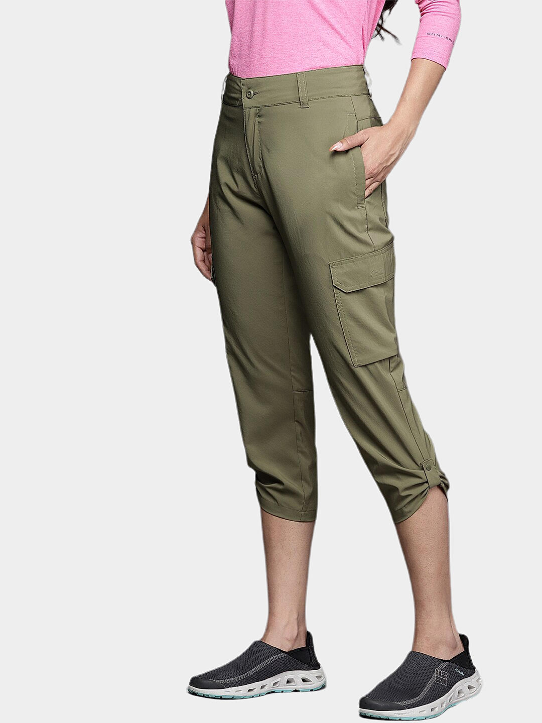 Columbia Womens Olive Omni-Shade Silver Ridge Utility Capri Short