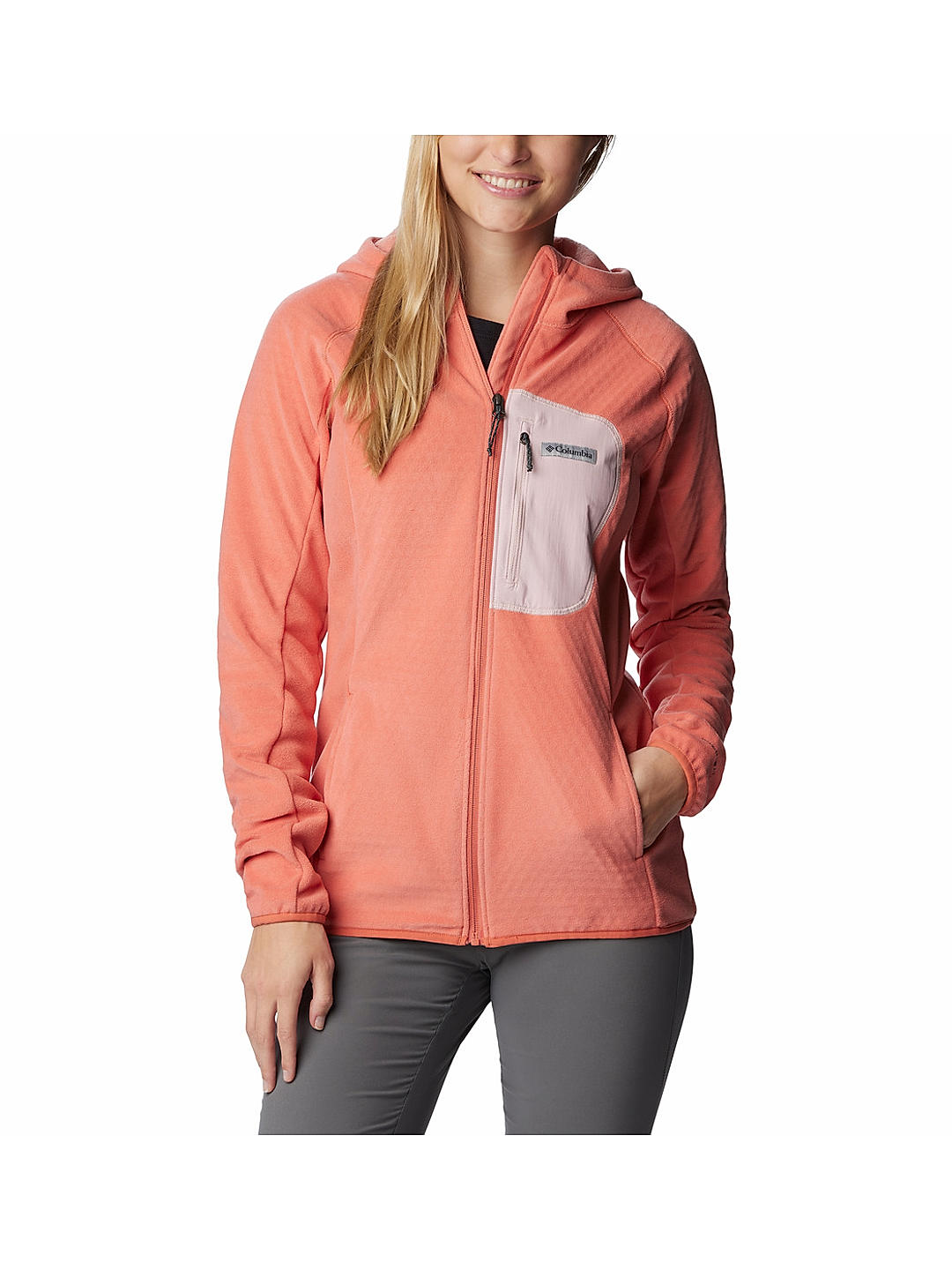 Columbia Womens Orange Omni-Heat Helix W Outdoor Tracks Hooded Full Zip Jacket