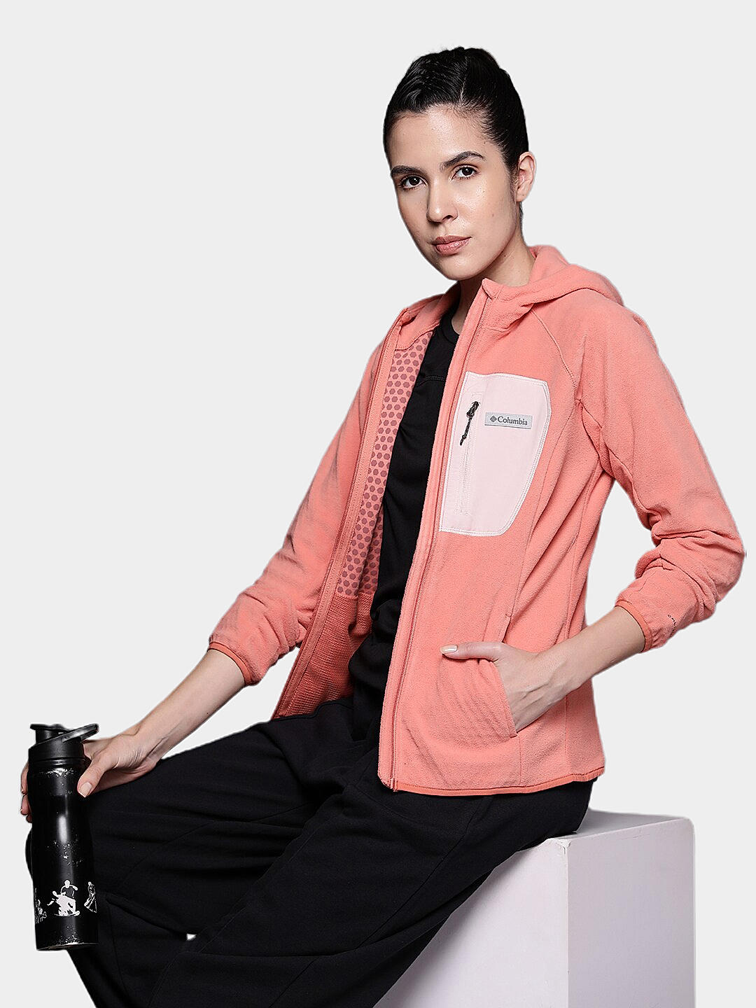 Columbia Womens Orange Omni-Heat Helix W Outdoor Tracks Hooded Full Zip Jacket