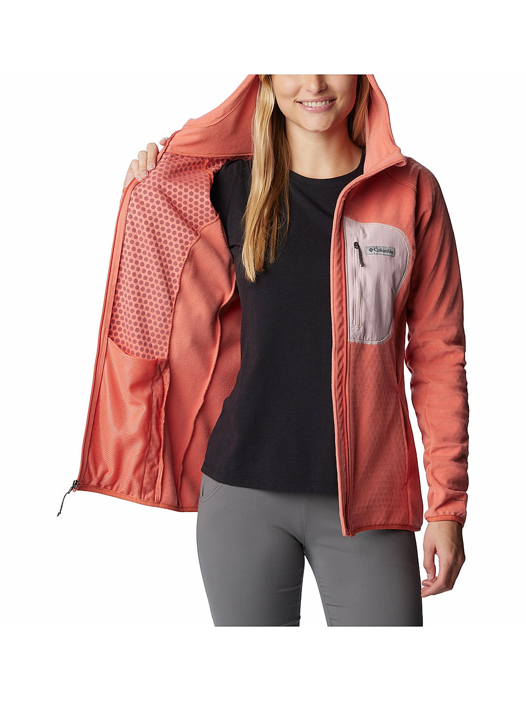 Columbia Womens Orange Omni-Heat Helix W Outdoor Tracks Hooded Full Zip Jacket