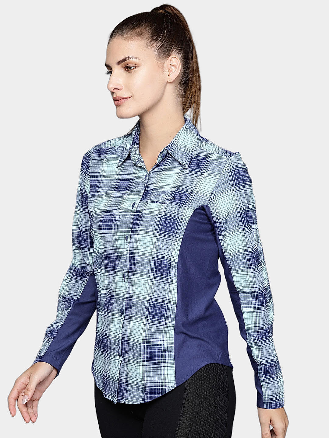 Columbia Womens Blue Omni-Shield Claudia Ridge Long Sleeve Shirt