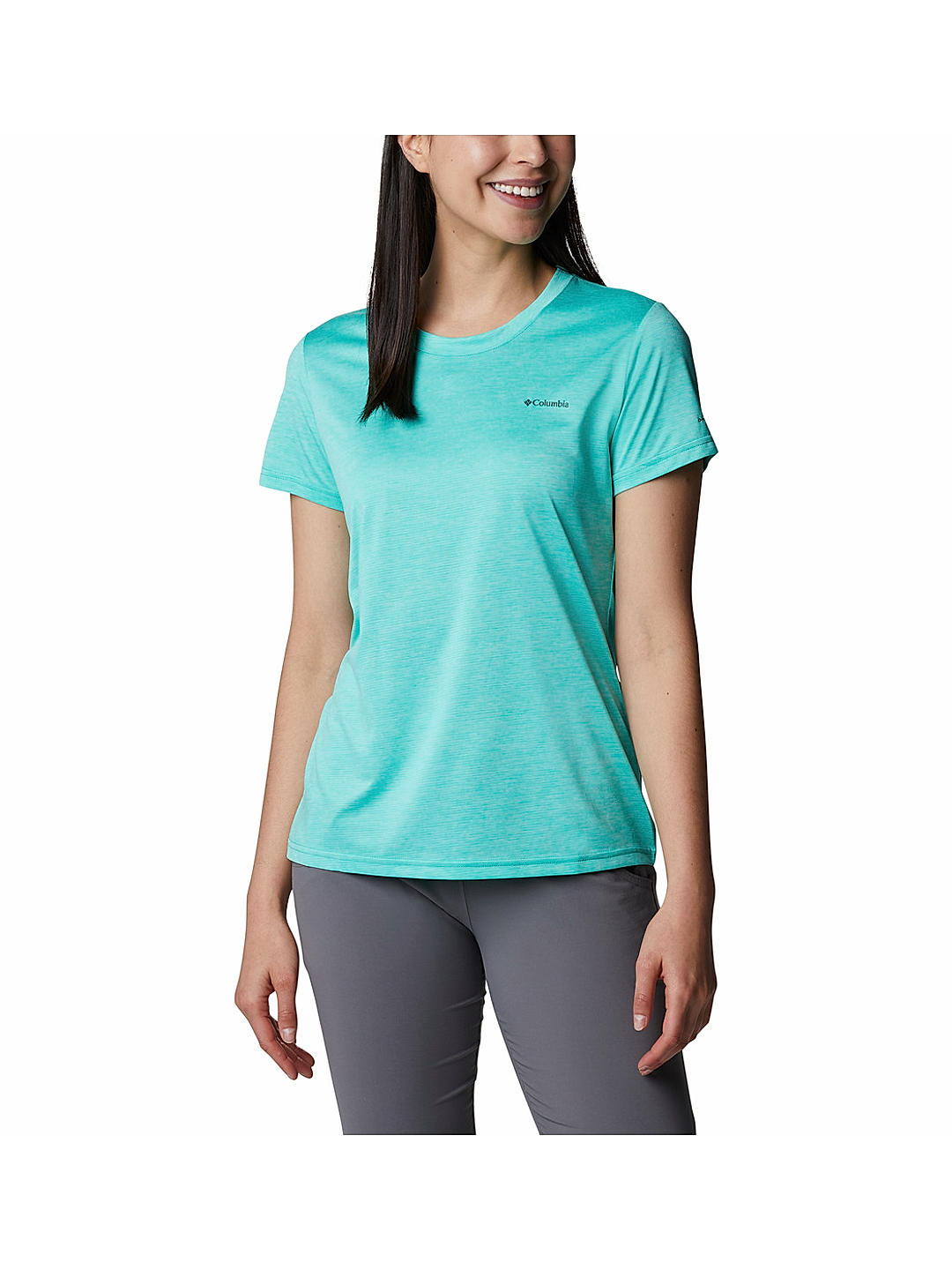 Columbia Womens Green Omni-Wick Columbia Hike Short Sleeve Crew Tshirt