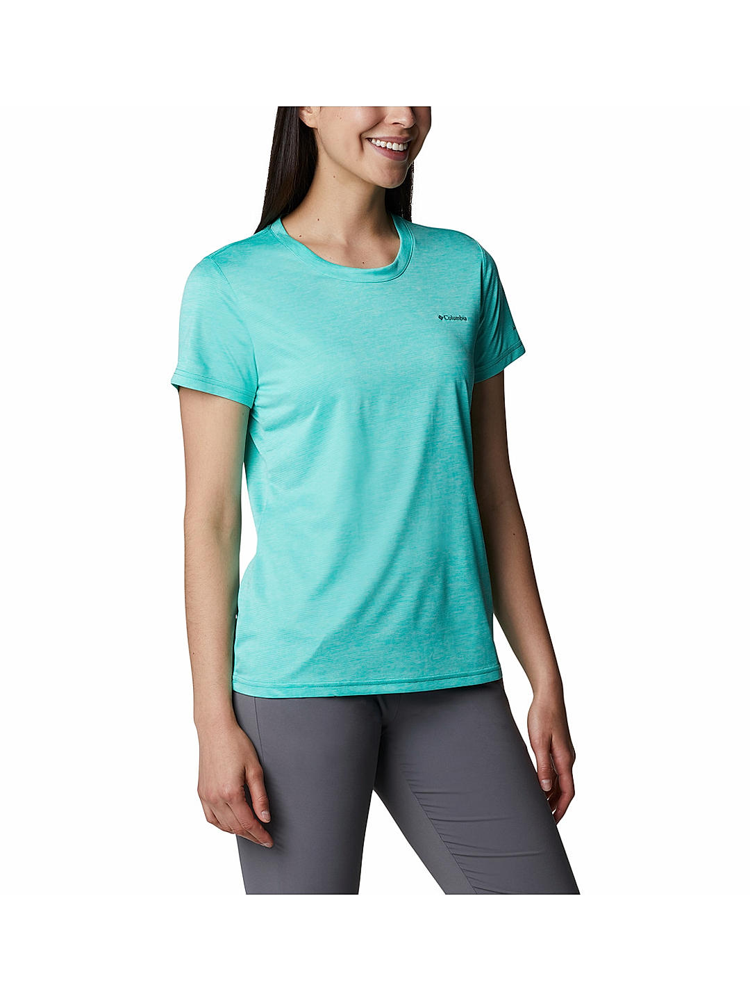 Columbia Womens Green Omni-Wick Columbia Hike Short Sleeve Crew Tshirt