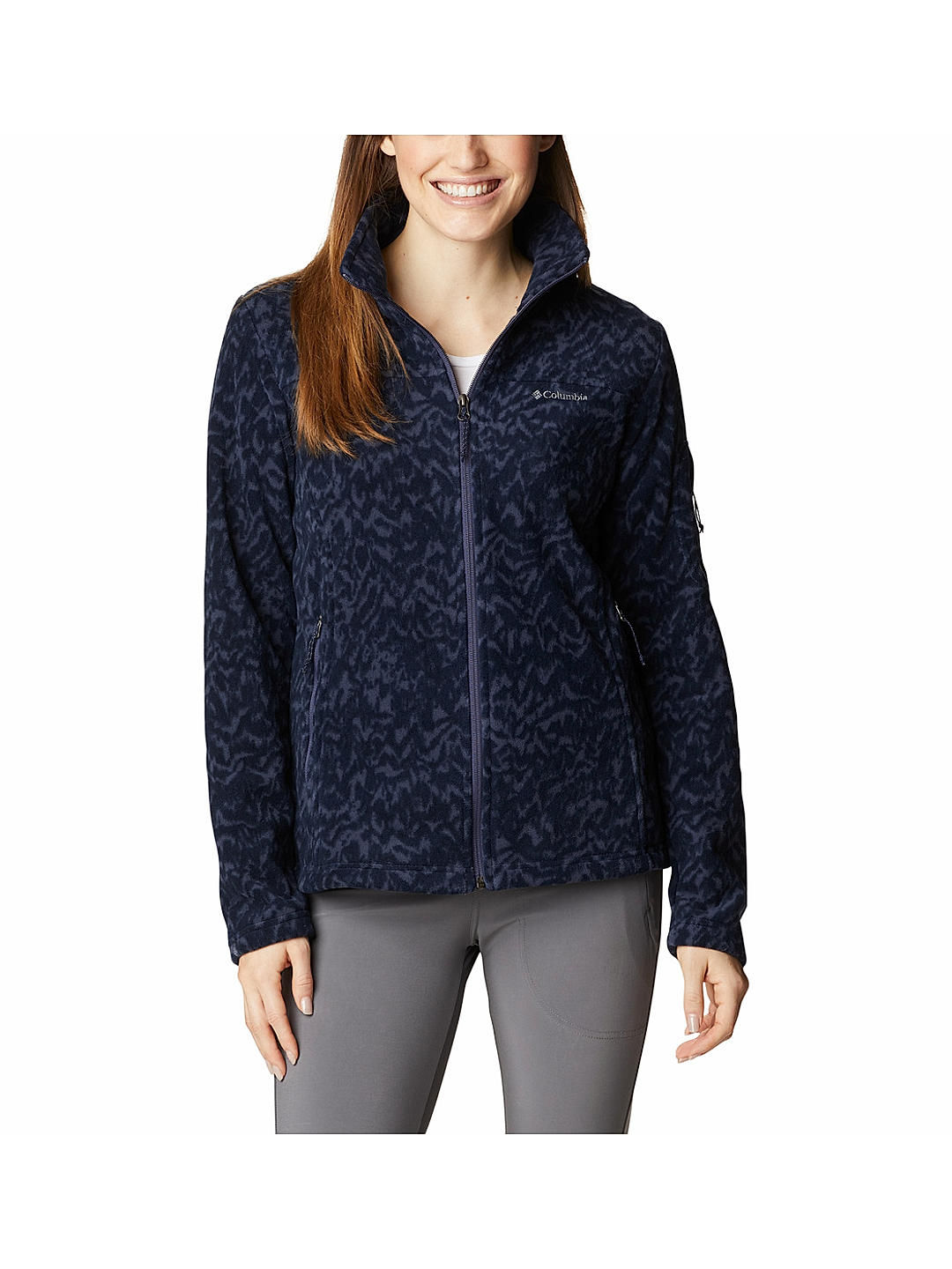 Columbia Womens Navy Fast Trek Printed Fleece Jacket