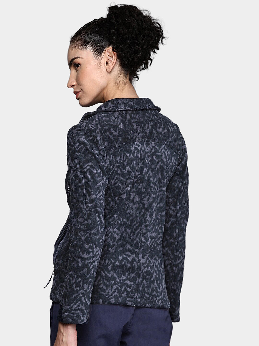 Columbia Womens Navy Fast Trek Printed Fleece Jacket