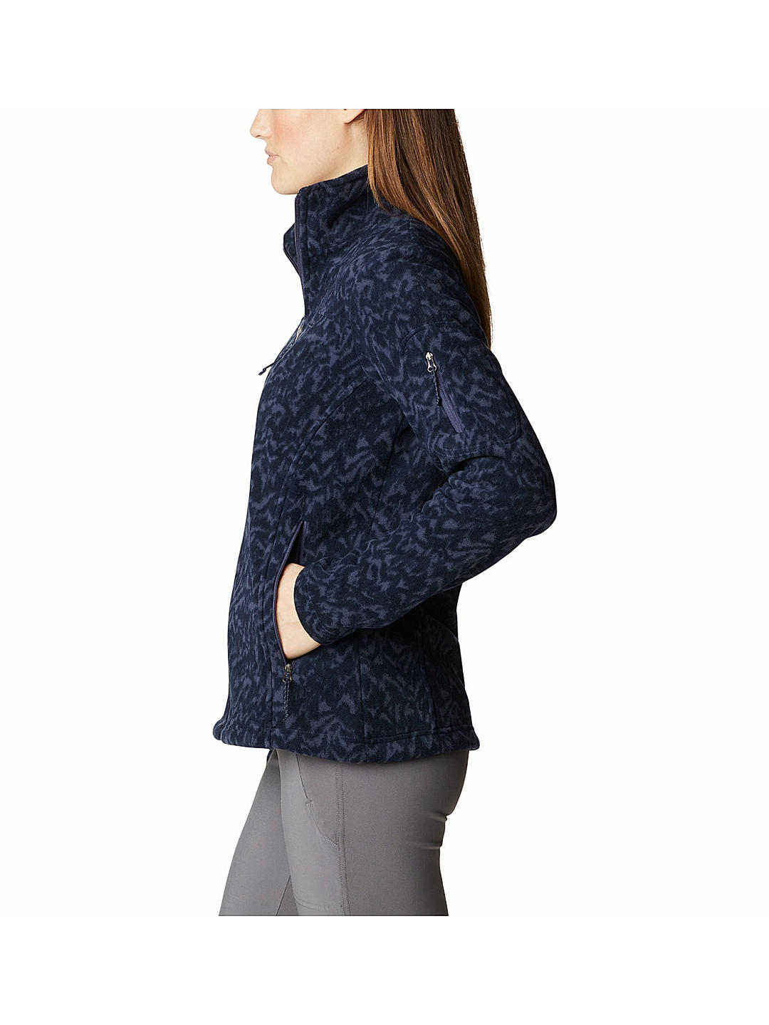 Columbia Womens Navy Fast Trek Printed Fleece Jacket