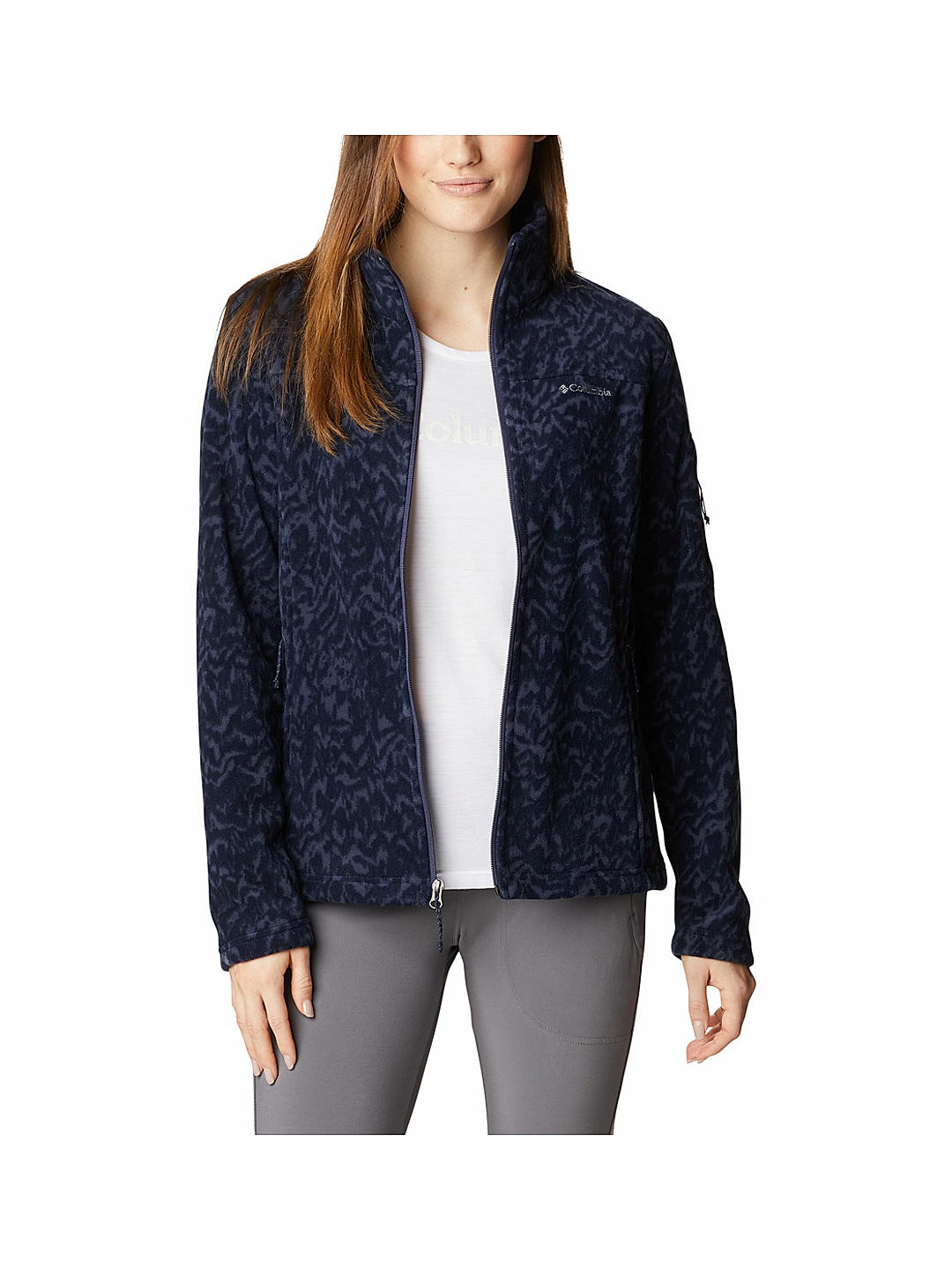 Columbia Womens Navy Fast Trek Printed Fleece Jacket
