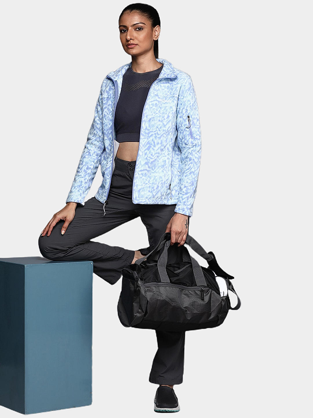 Columbia Womens Blue Fast Trek Printed Fleece Jacket