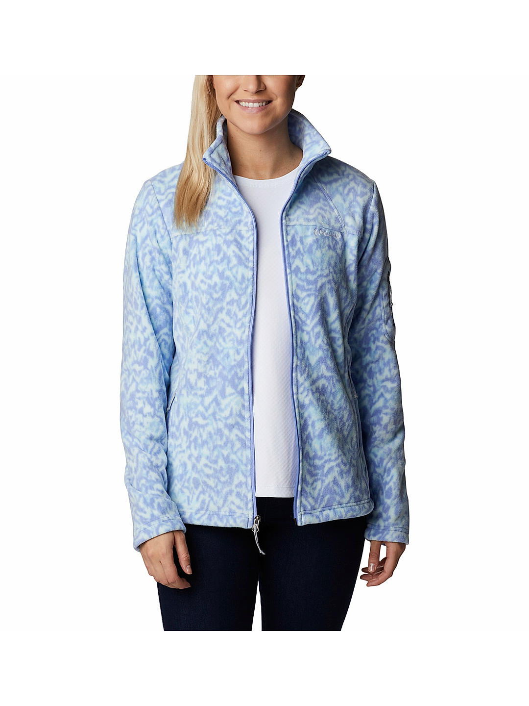 Columbia Womens Blue Fast Trek Printed Fleece Jacket