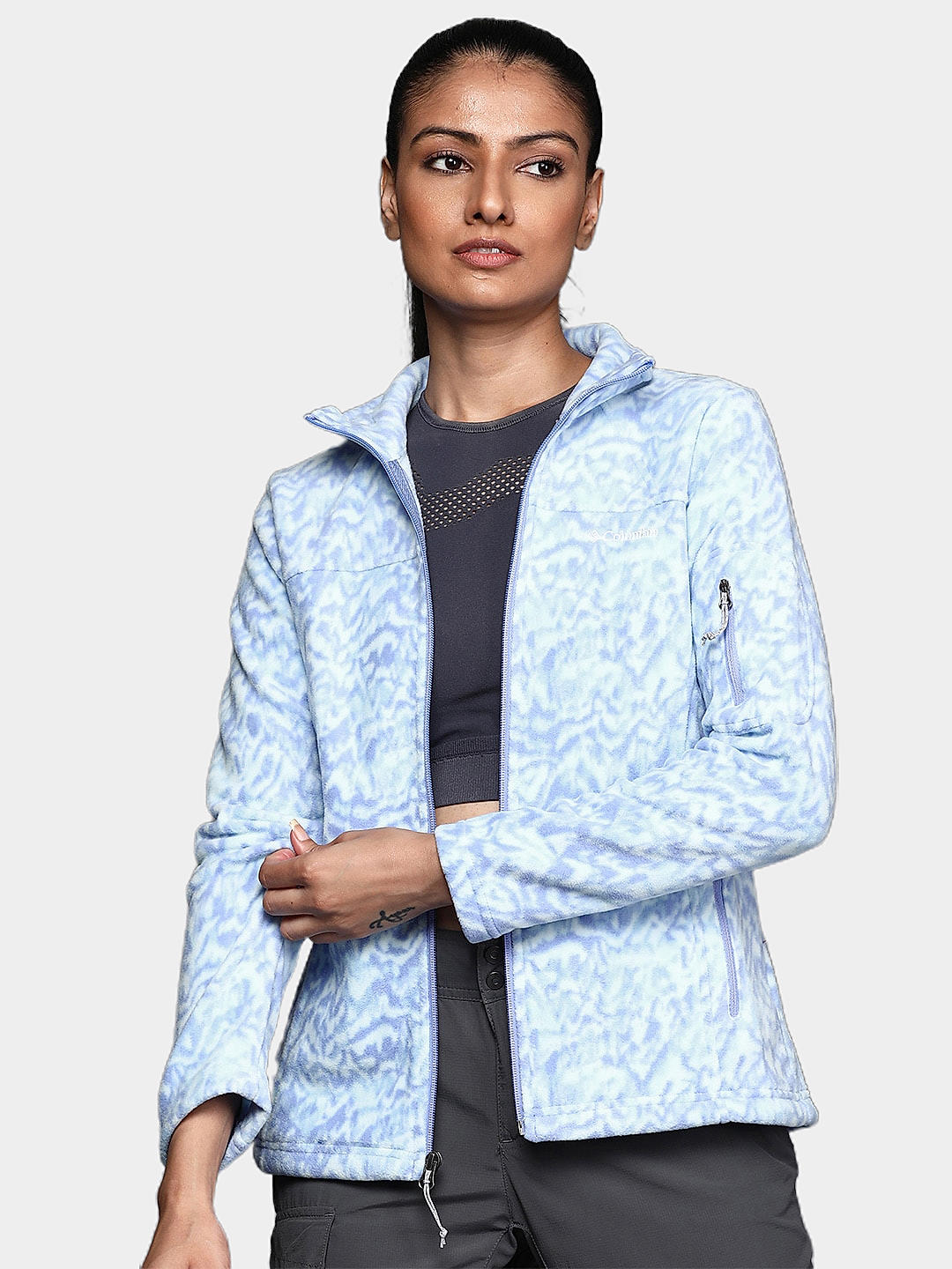 Columbia Womens Blue Fast Trek Printed Fleece Jacket