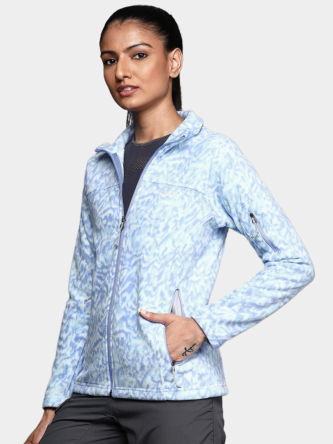 Columbia Womens Blue Fast Trek Printed Fleece Jacket