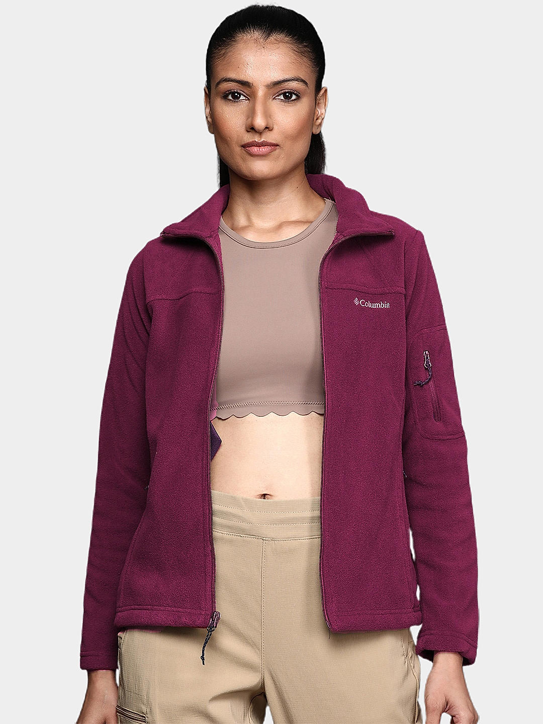 Columbia Womens Maroon Fast Trek II Fleece Jacket