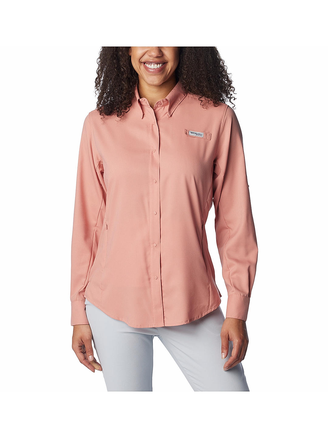 Columbia Womens Pink Omni-Wick Womens Tamiami II Long Sleeve Shirt