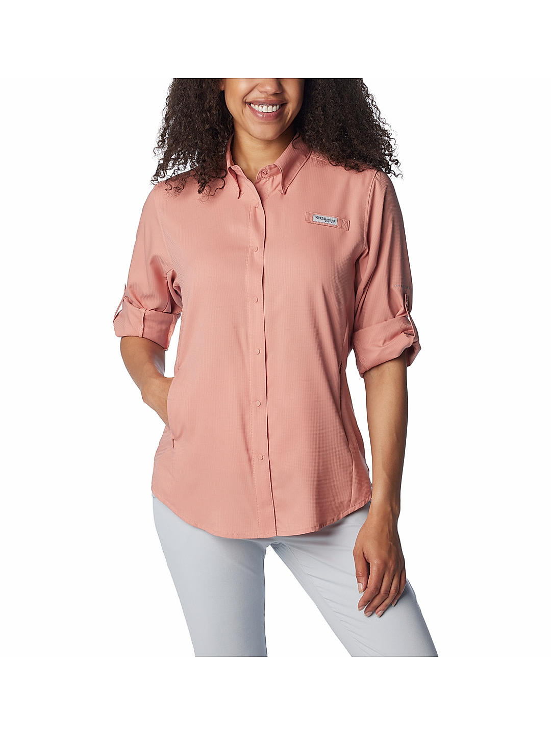 Columbia Womens Pink Omni-Wick Womens Tamiami II Long Sleeve Shirt