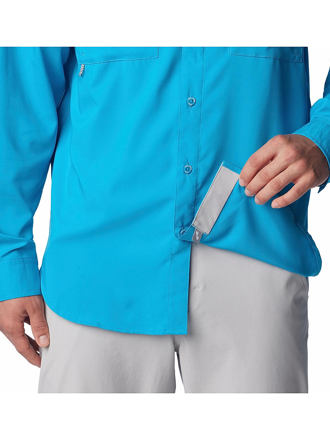 Columbia Mens Blue Omni-Shield Blood and Guts IV  Long Sleeve Shirt