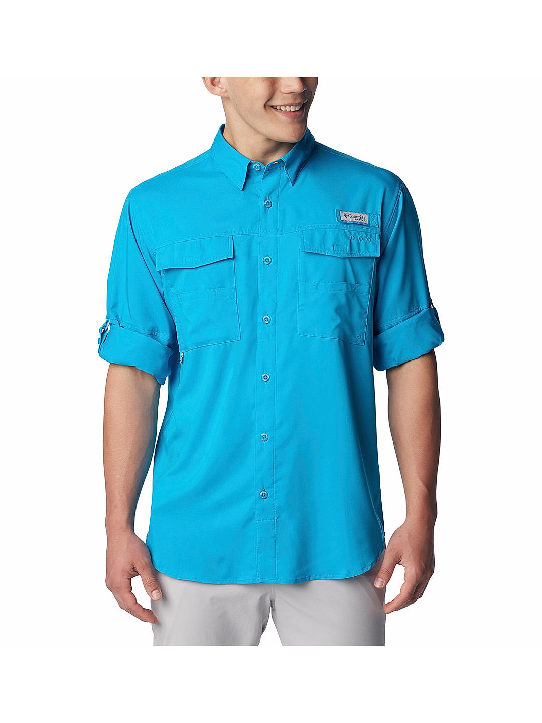 Columbia Mens Blue Omni-Shield Blood and Guts IV  Long Sleeve Shirt