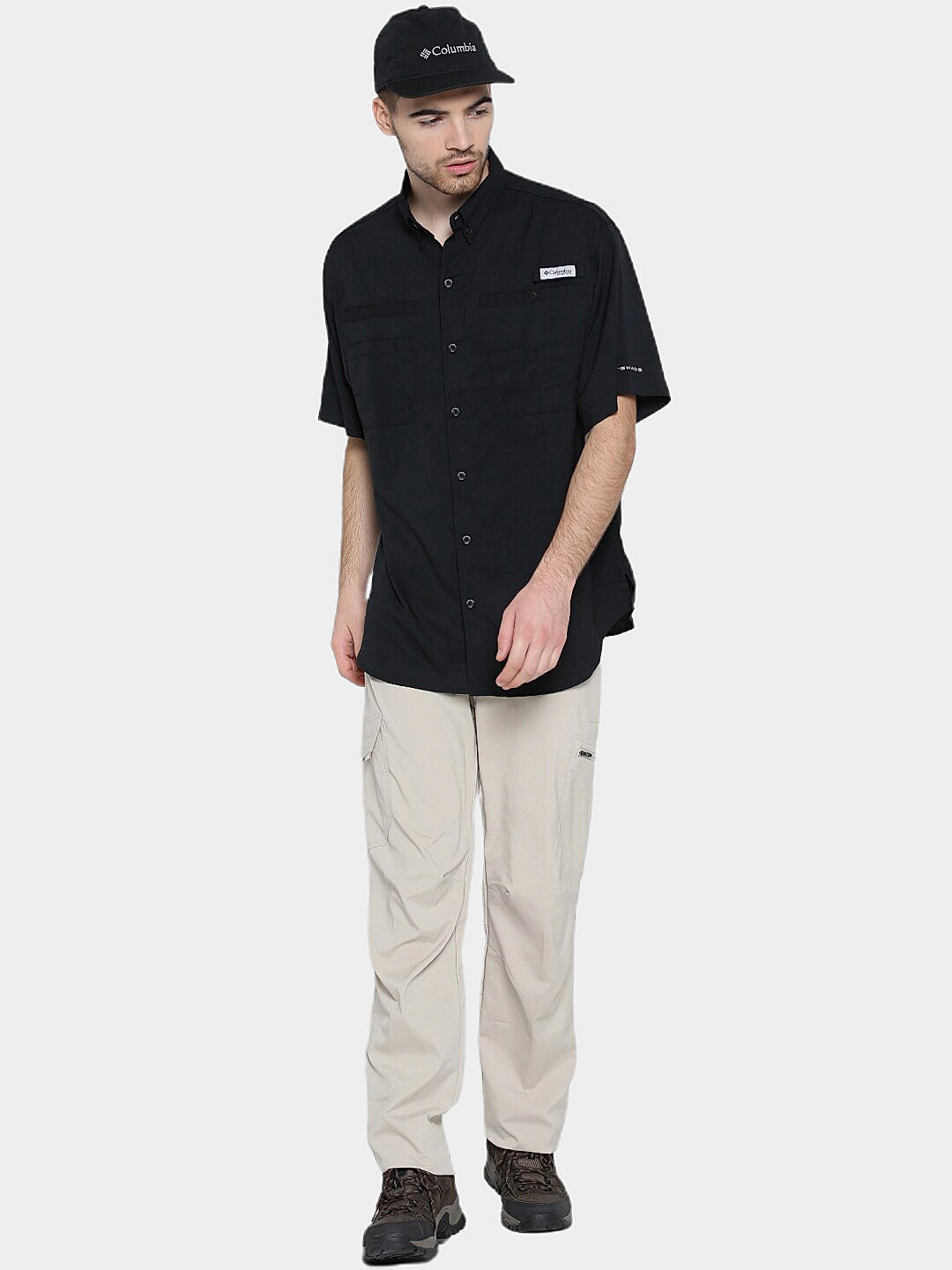 Columbia Mens Black Omni-Wick Tamiami II Short Sleeve Shirt